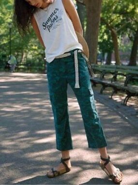 Anthropologie Austin Cargo Pants teal camouflage patter boho y2k casual